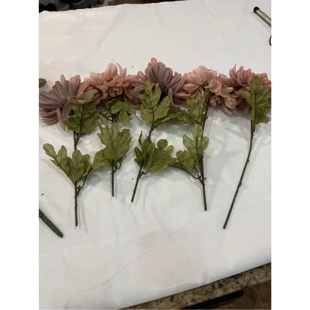 Faux Pink Chrysanthemum Stem Bundle